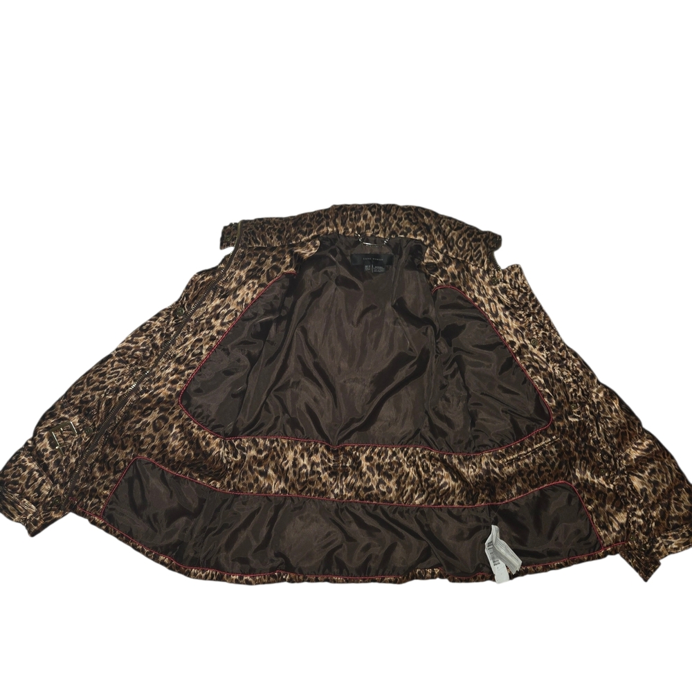 Zara Leopard Print Belted Puffer Jacket M - Picture 3 of 5